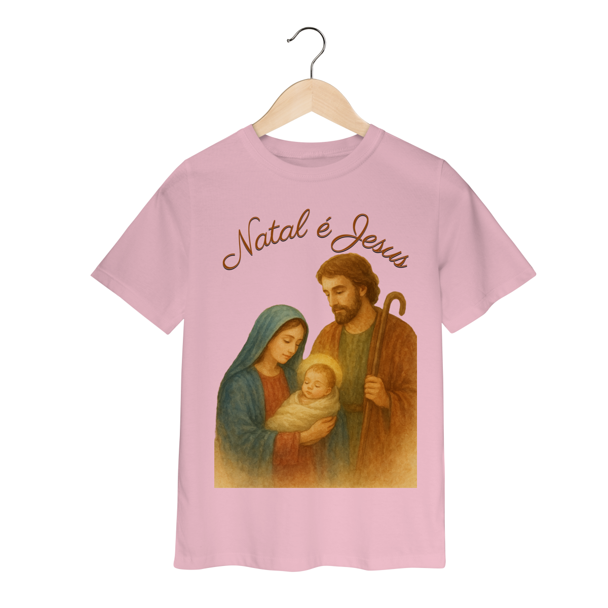 Camiseta Infantil Natal é Jesus – Sagrada Família