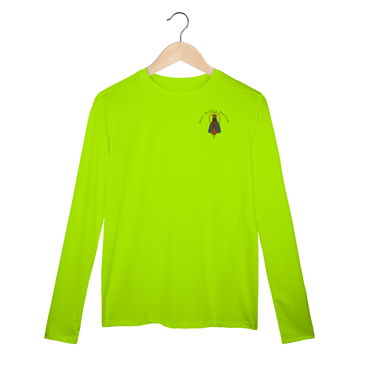 Nome do produto: Camisa Manga Longa Sport Dry UV – Nossa Senhora Aparecida (Frente Pequena + Costas Grandes)
