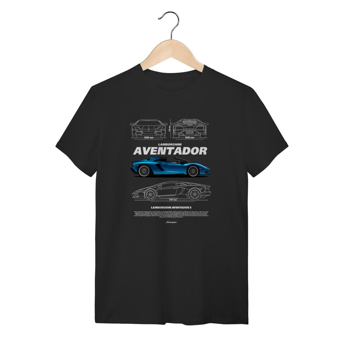 Camiseta Lamborghini Aventador S Azul - Supercarro V12