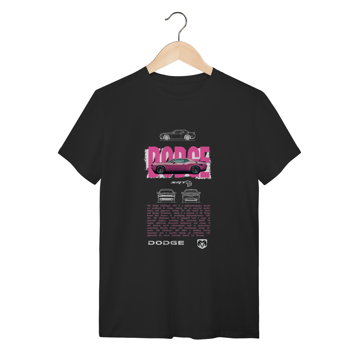 Camiseta Dodge Challenger SRT Rosa - Performance e Estilo