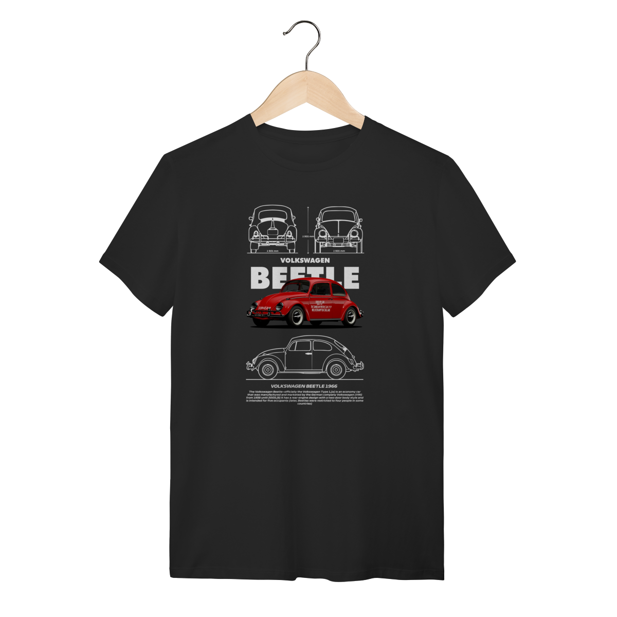 Camiseta Fusca 1966 Vermelho - Estampa Classic Volkswagen Beetle