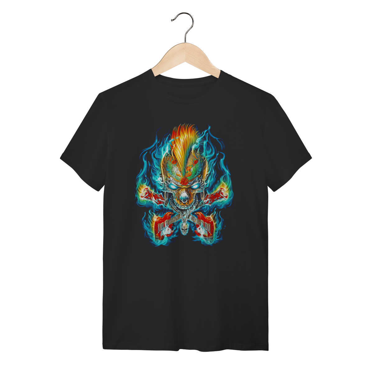 Camiseta Caveira Guitarrista Rock n