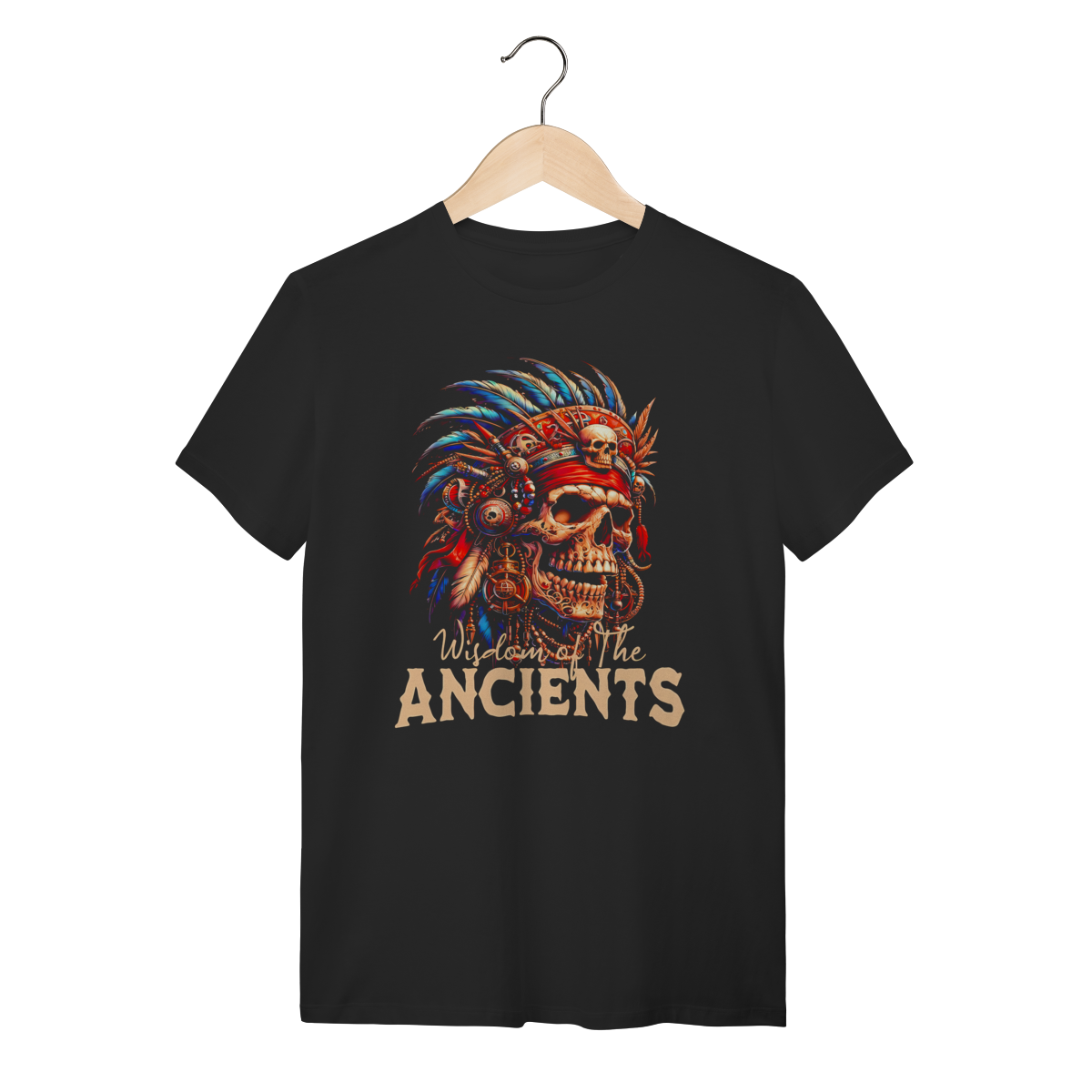Camiseta Caveira Wisdom of The Ancients - Estilo Indígena e Tribal