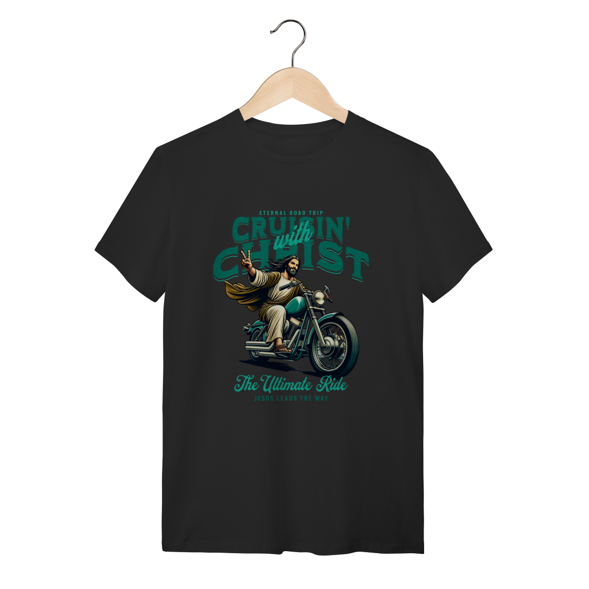 Camiseta Cristã Biker Cruisin' with Christ - Retrô Motorbike
