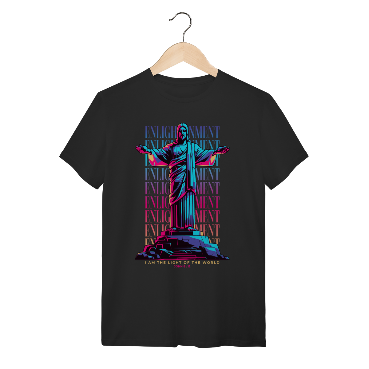 Camiseta Jesus Light of the World - Estilo Neon Synthwave