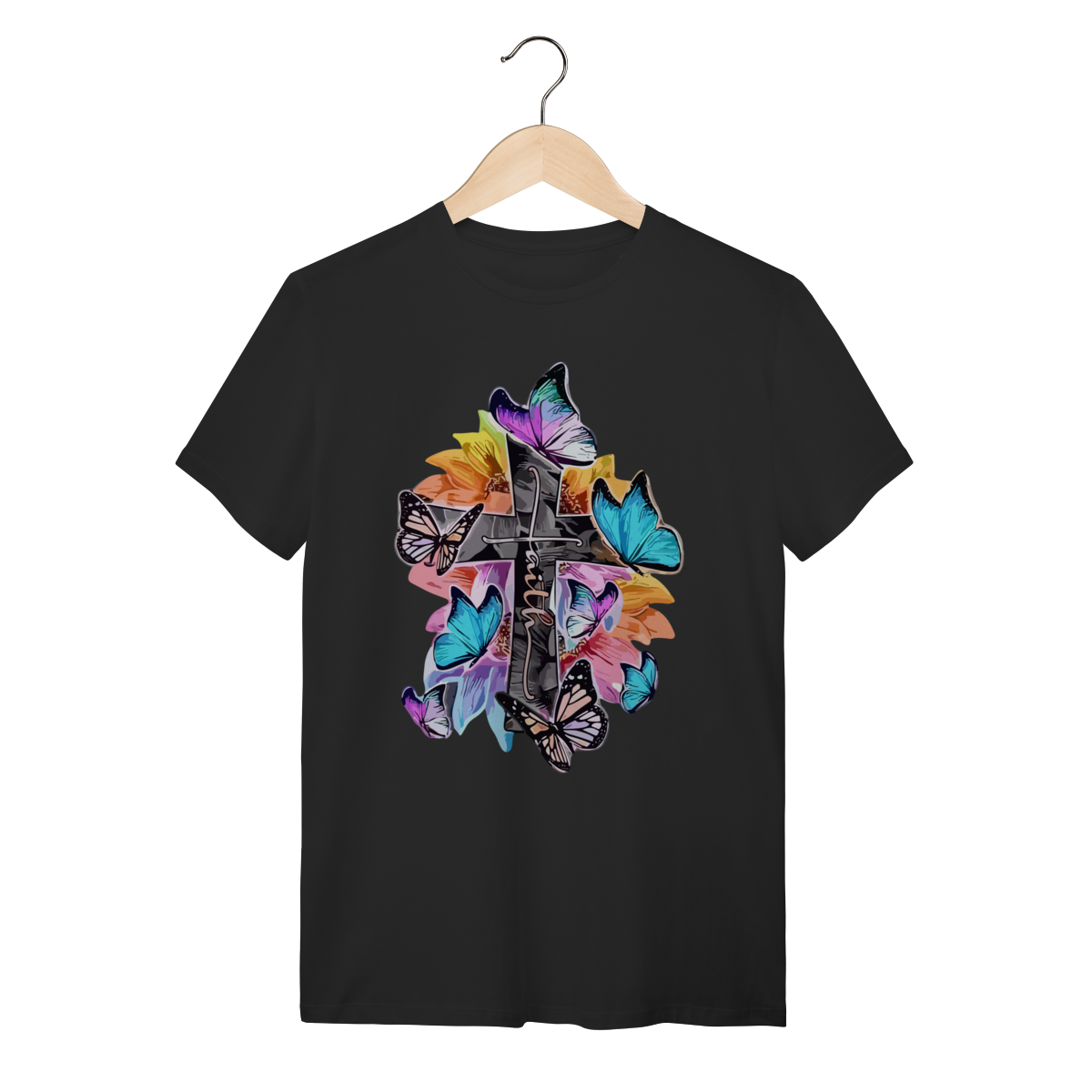 Camiseta Cristã Faith Borboletas - Estampa Colorida e Delicada