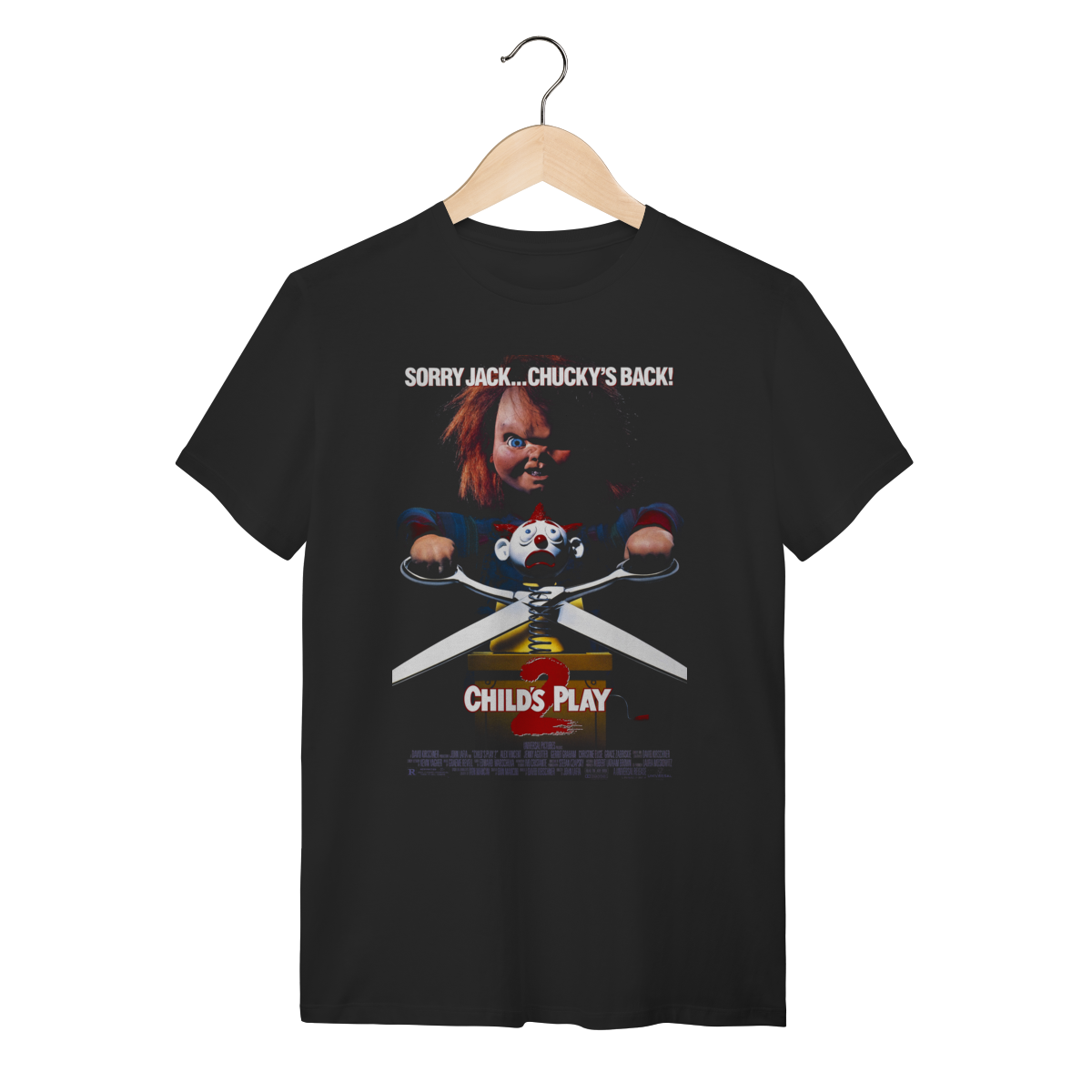 Camiseta Preta Algodão Child's Play 2 (Brinquedo Assassino)