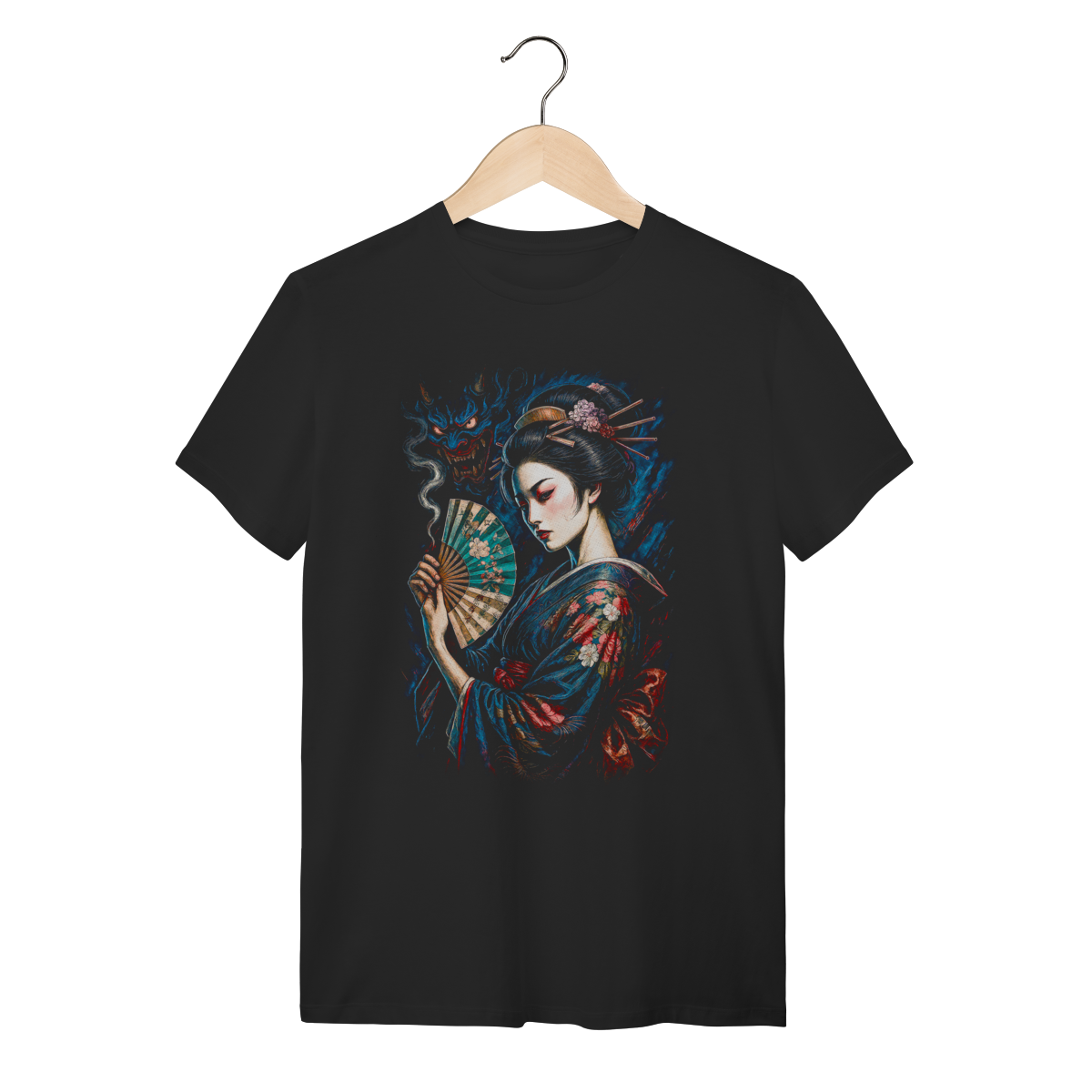 Camiseta Geisha Soul & Oni Shadow - Dualidade Japonesa 