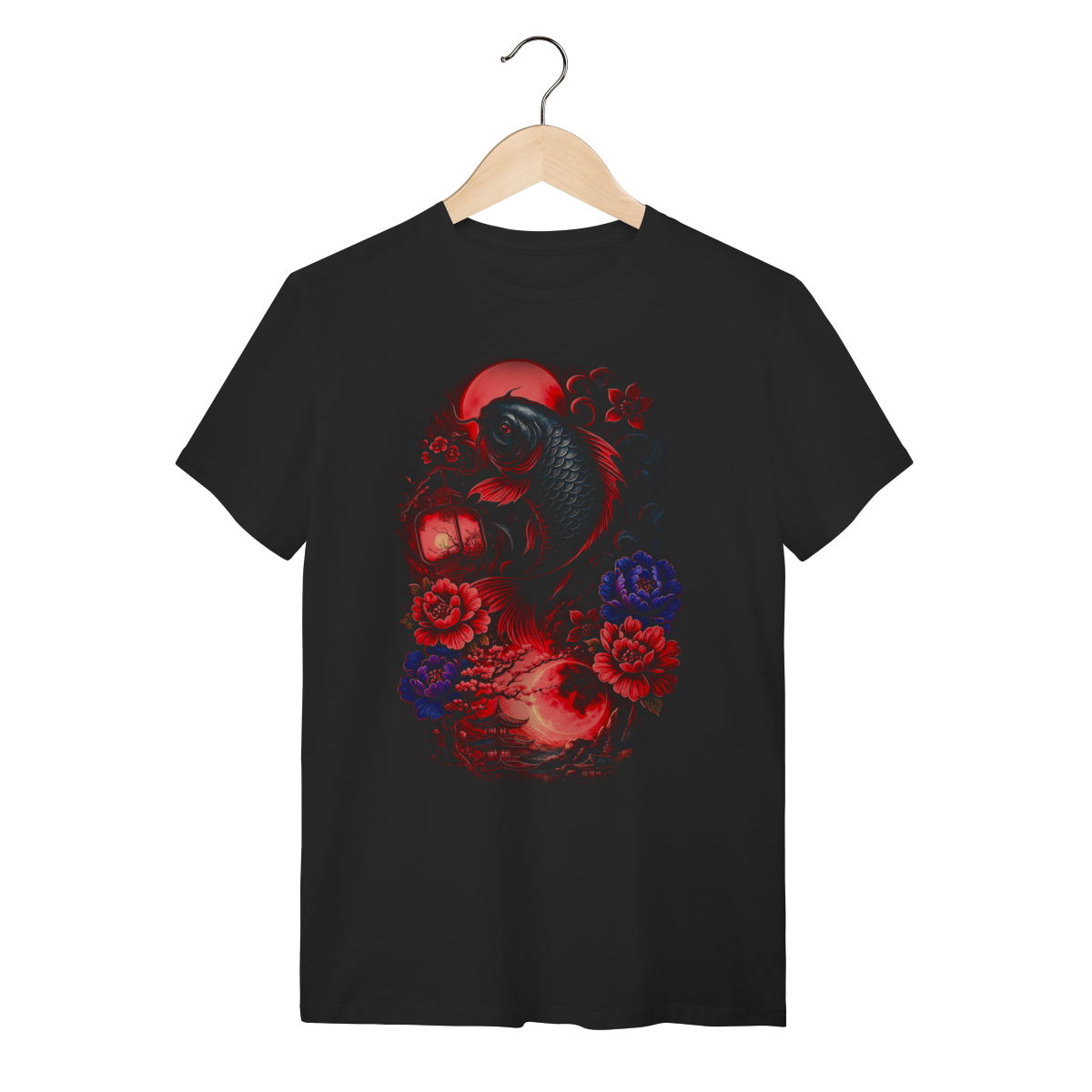 Camiseta Midnight Koi - Moon & Pagoda 