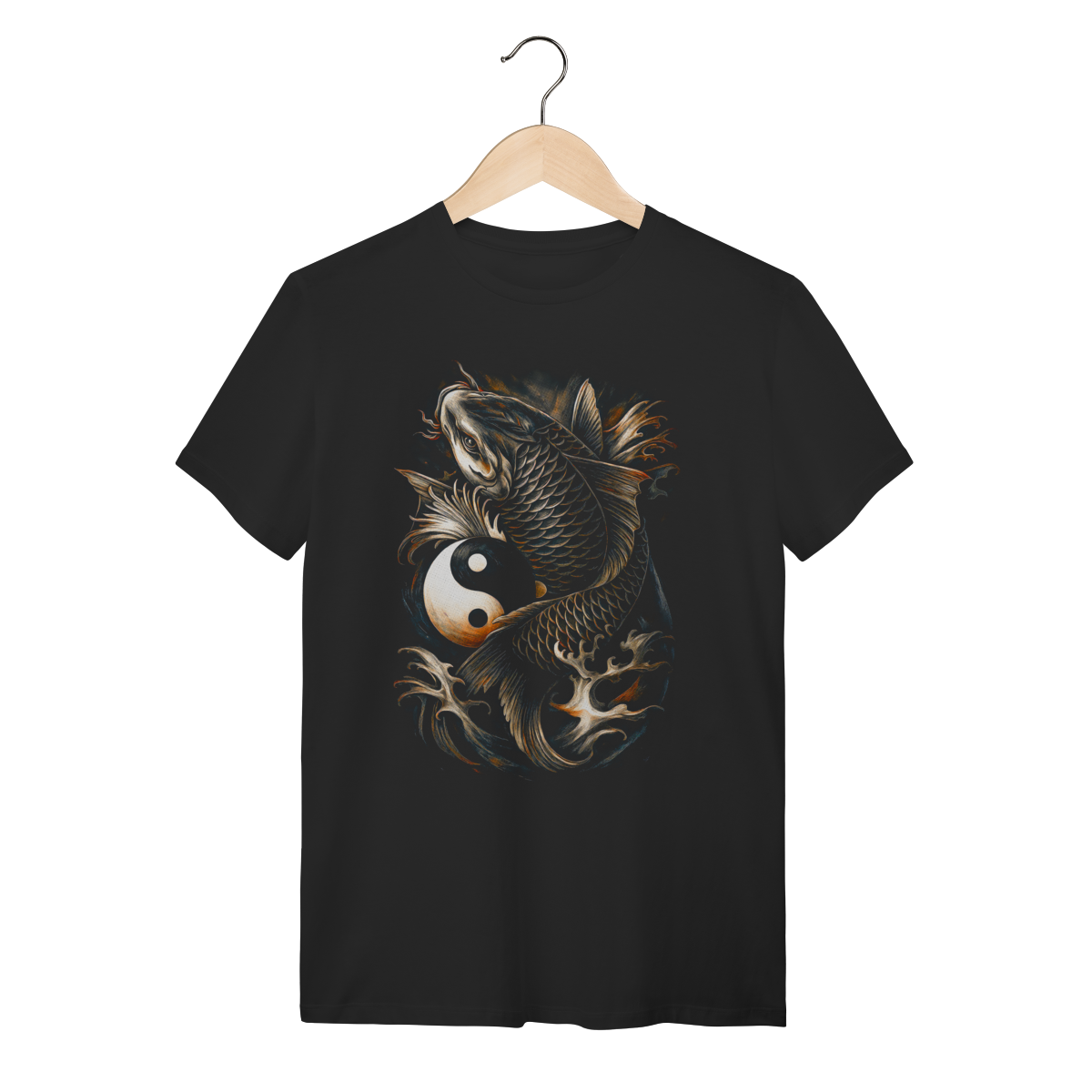 Camiseta Golden Koi - Yin Yang Flow & Waves 