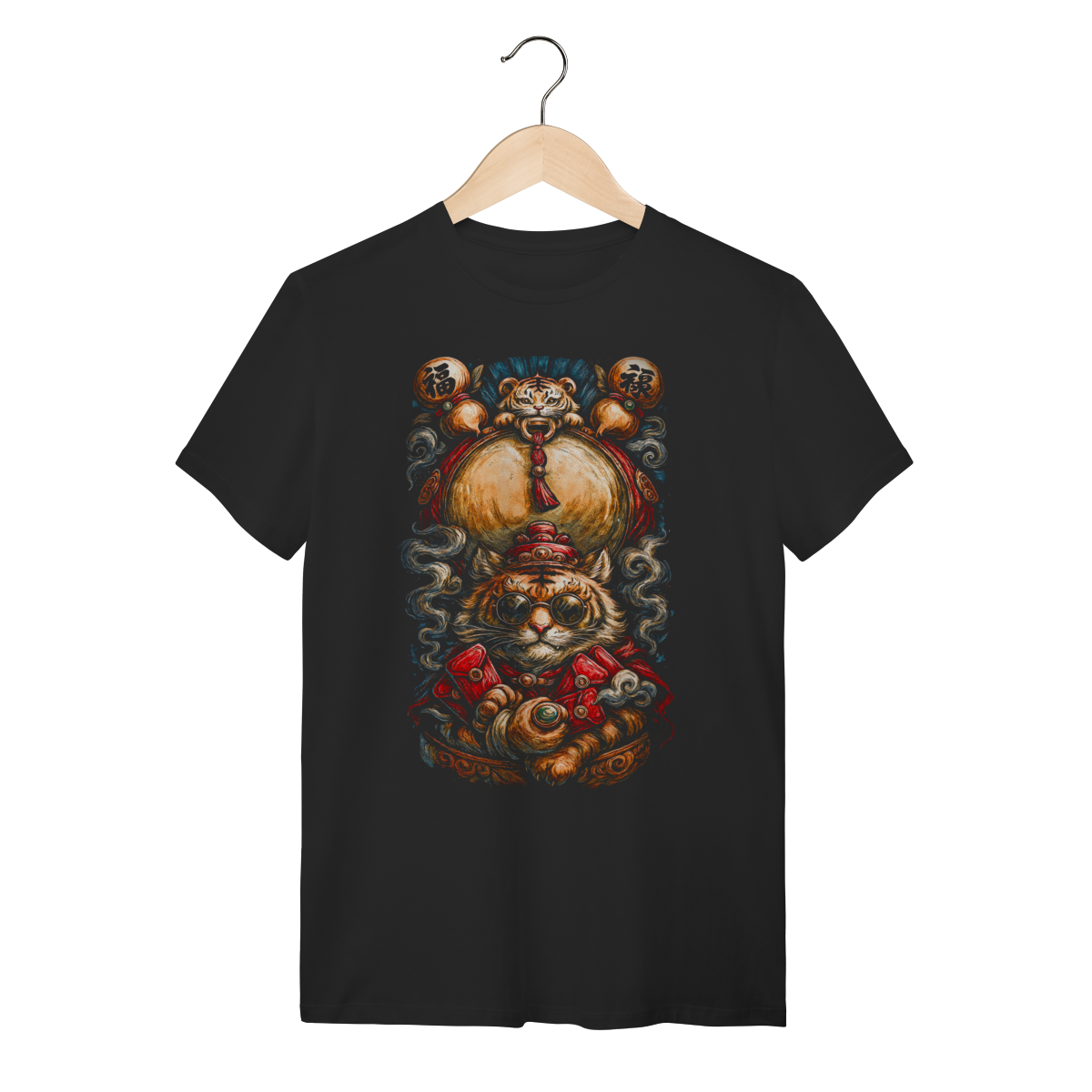 Camiseta Estampada - Tigre da Fortuna Neo-Tradicional 