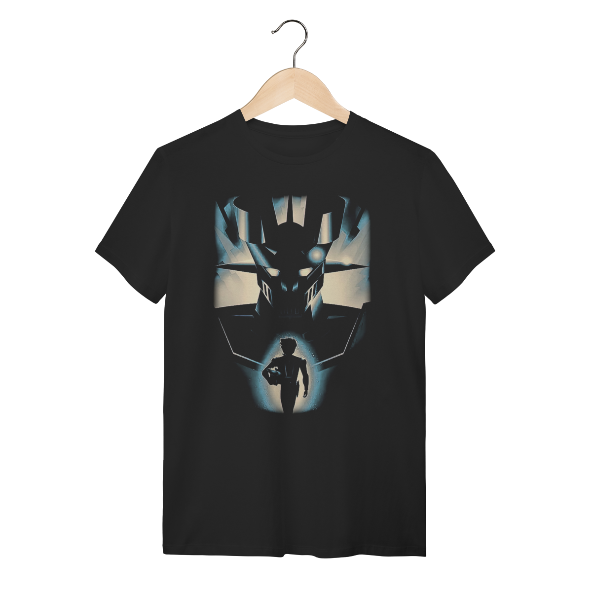 Camiseta Mazinger Z e Koji Kabuto Preta Algodão Retrô