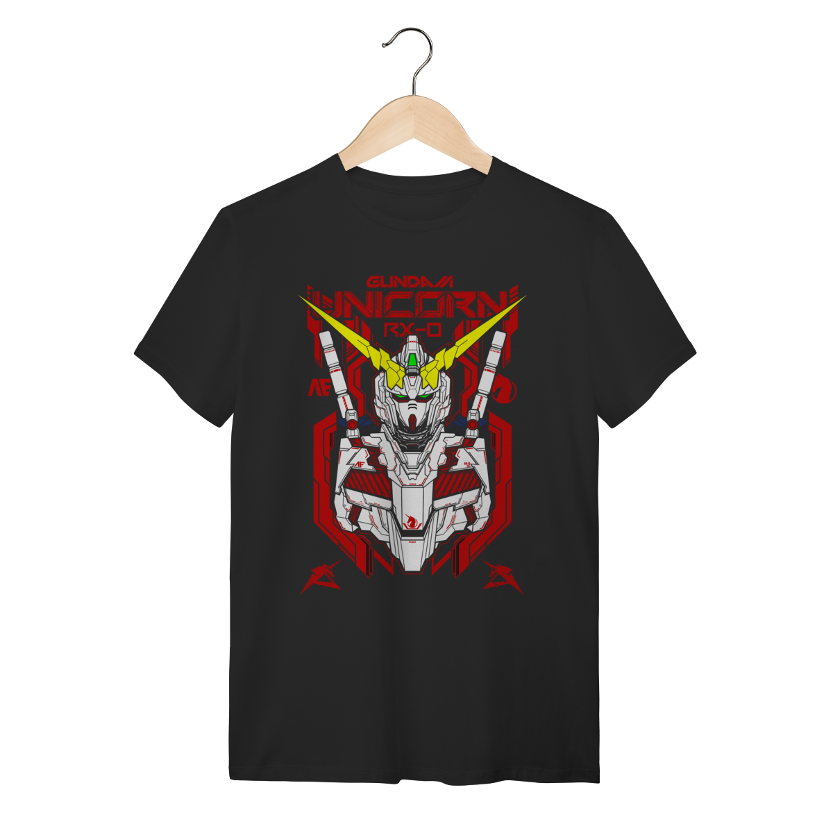 Camiseta Gundam Unicorn RX-0 Mecha Preta 100% Algodão