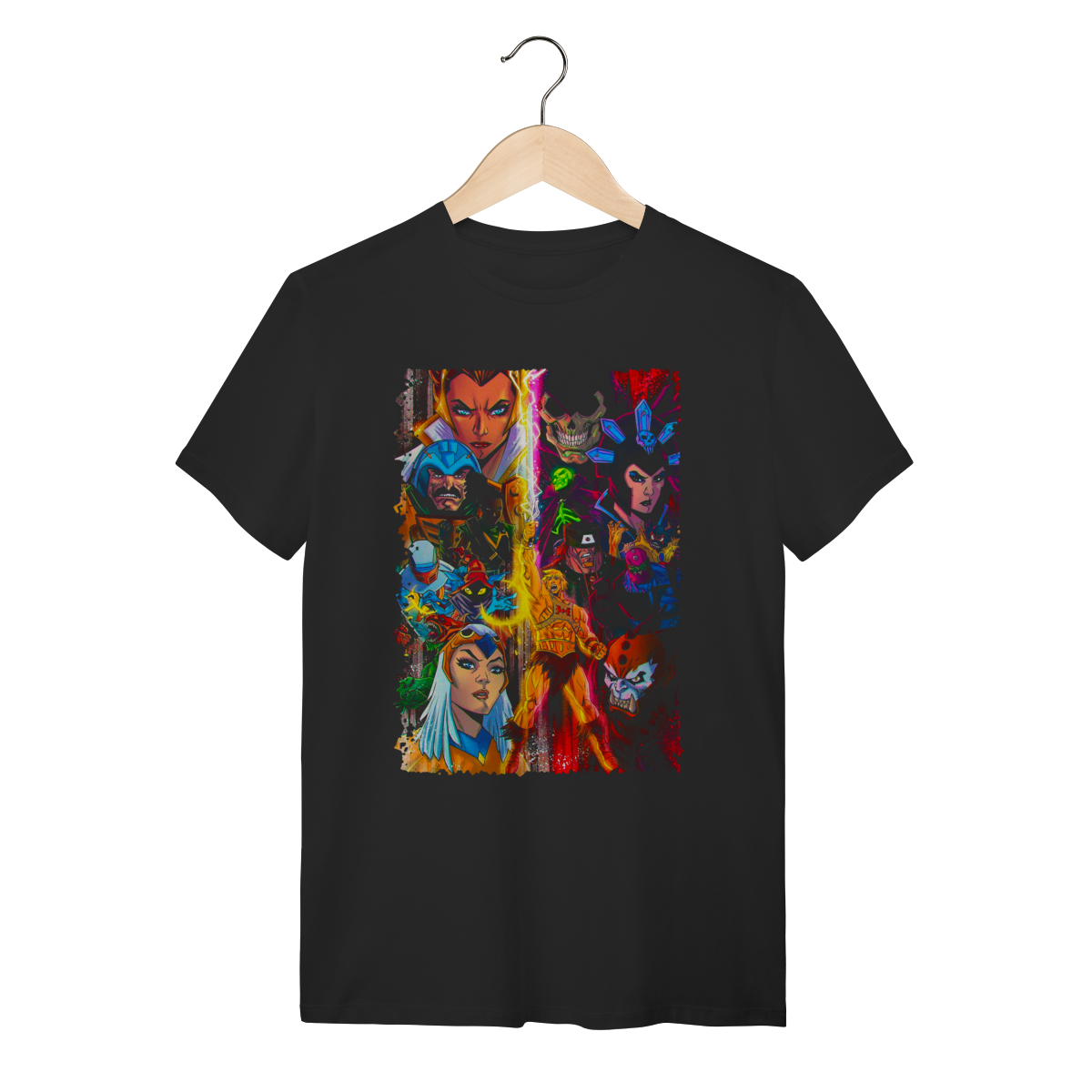 Camiseta He-Man e Personagens Masters of the Universe Preta Algodão