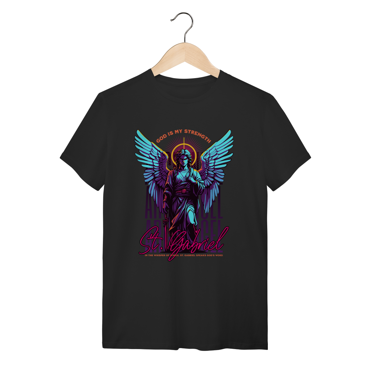 Camiseta Streetwear Arcanjo São Gabriel - Preta 100% Algodão