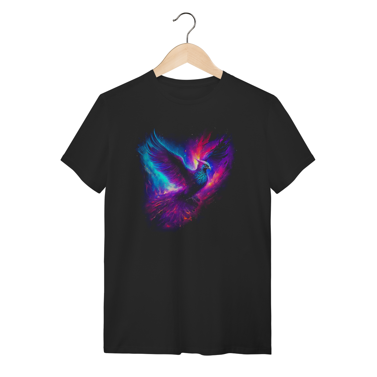 Camiseta Fênix Galáxia Estampa Animal Místico Algodão Premium
