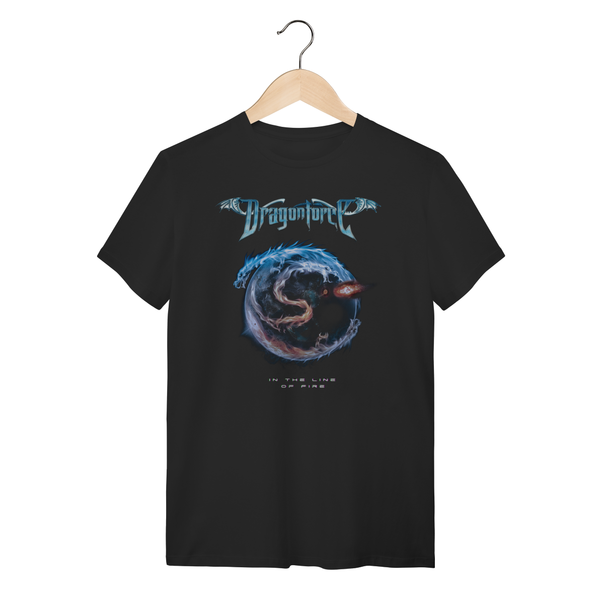 Camiseta Dragonforce In the Line of Fire Power Metal Preta Algodão