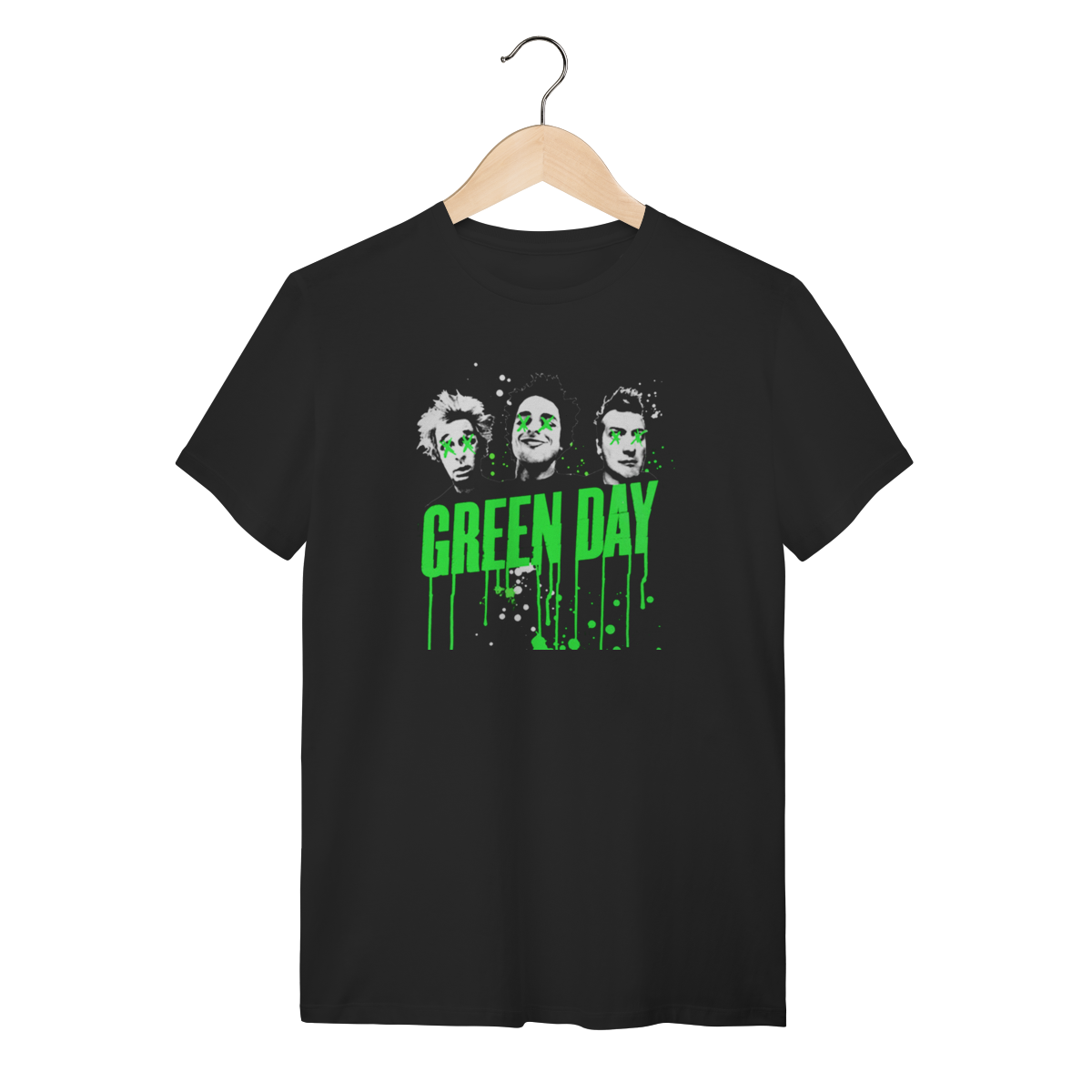 Camiseta Green Day Punk Rock - Estampa Trio Neon - Algodão Premium