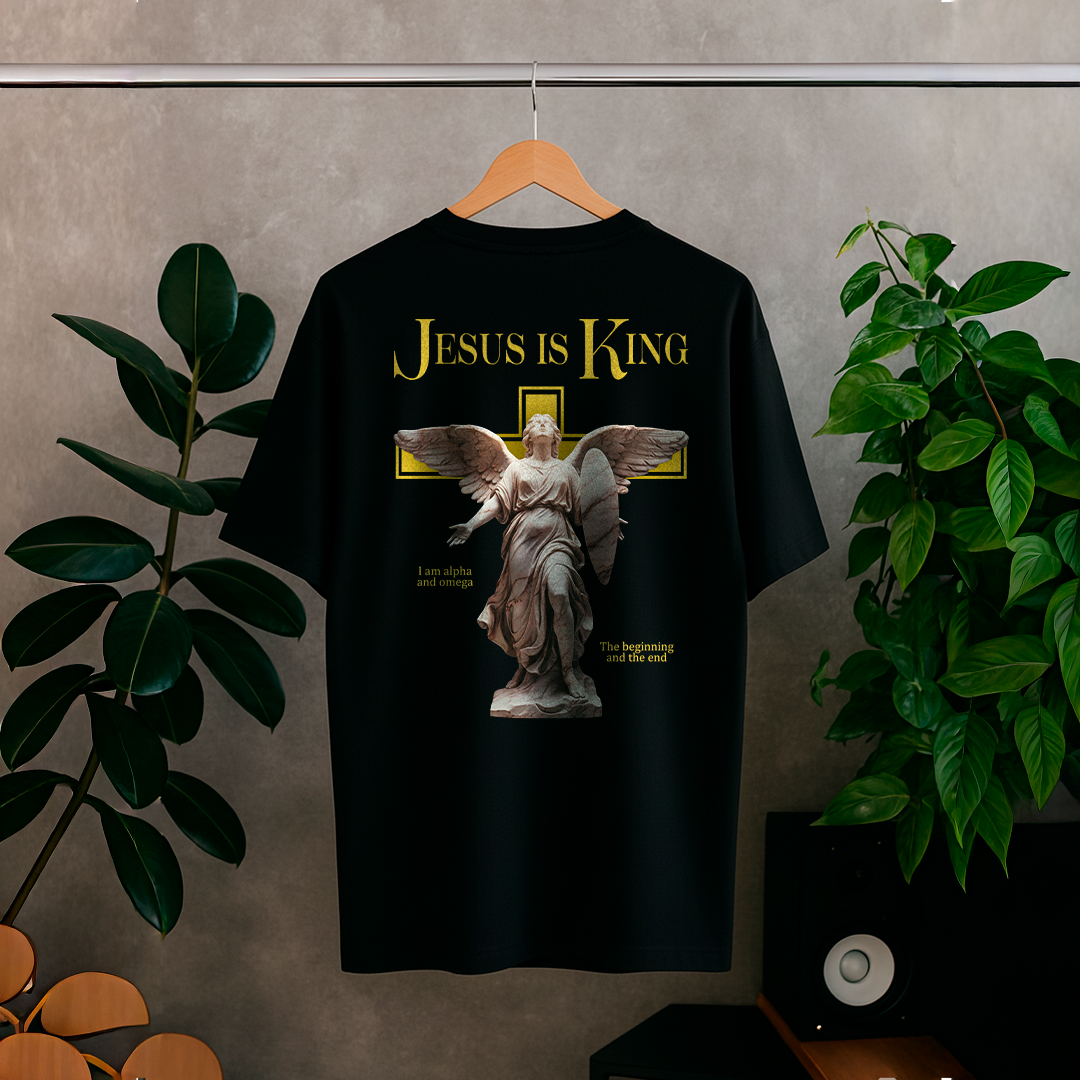 Camisa Oversized Preta Abba Jesus is King