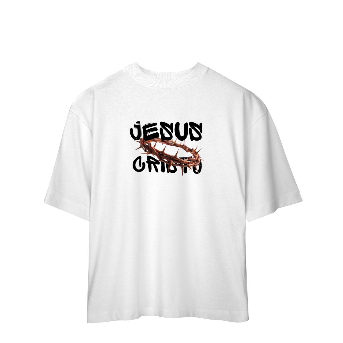 Camiseta Oversized-Jesus Cristo coroa