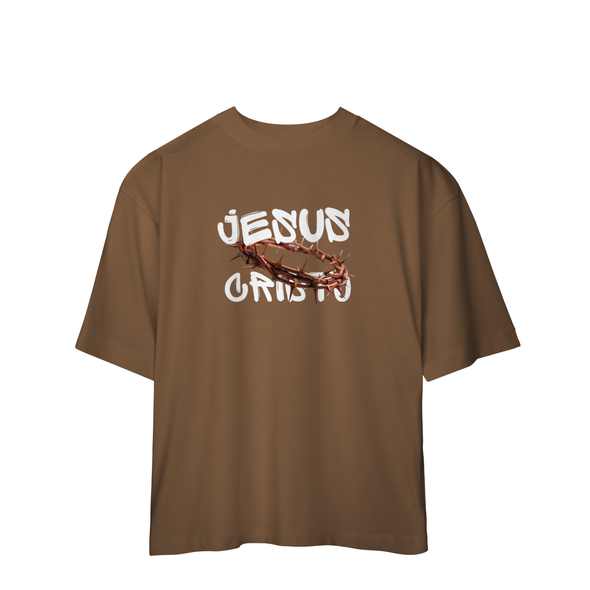 Camisetas Oversized-Jesus Cristo coroa