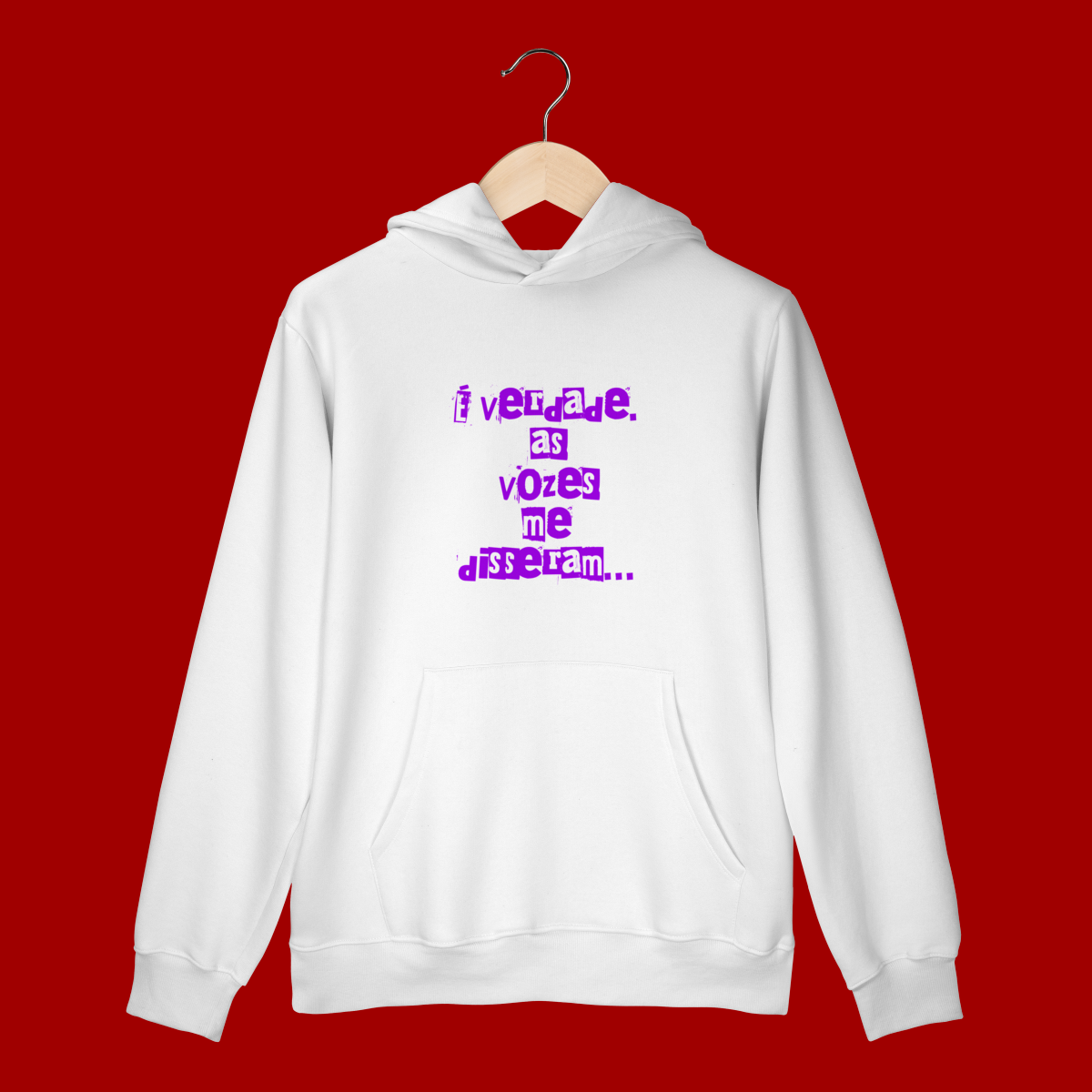 Moletom Canguru – “É verdade, as vozes me disseram” | “Vozes do Zane” (costas