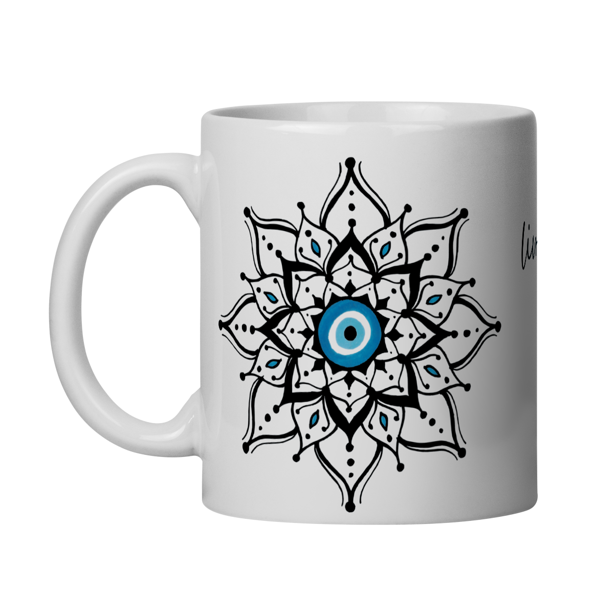 Caneca Mandala Olho Grego – Escudo da Intuição – Livrai-me do mau olhado, mal amado e do bem disfarçado