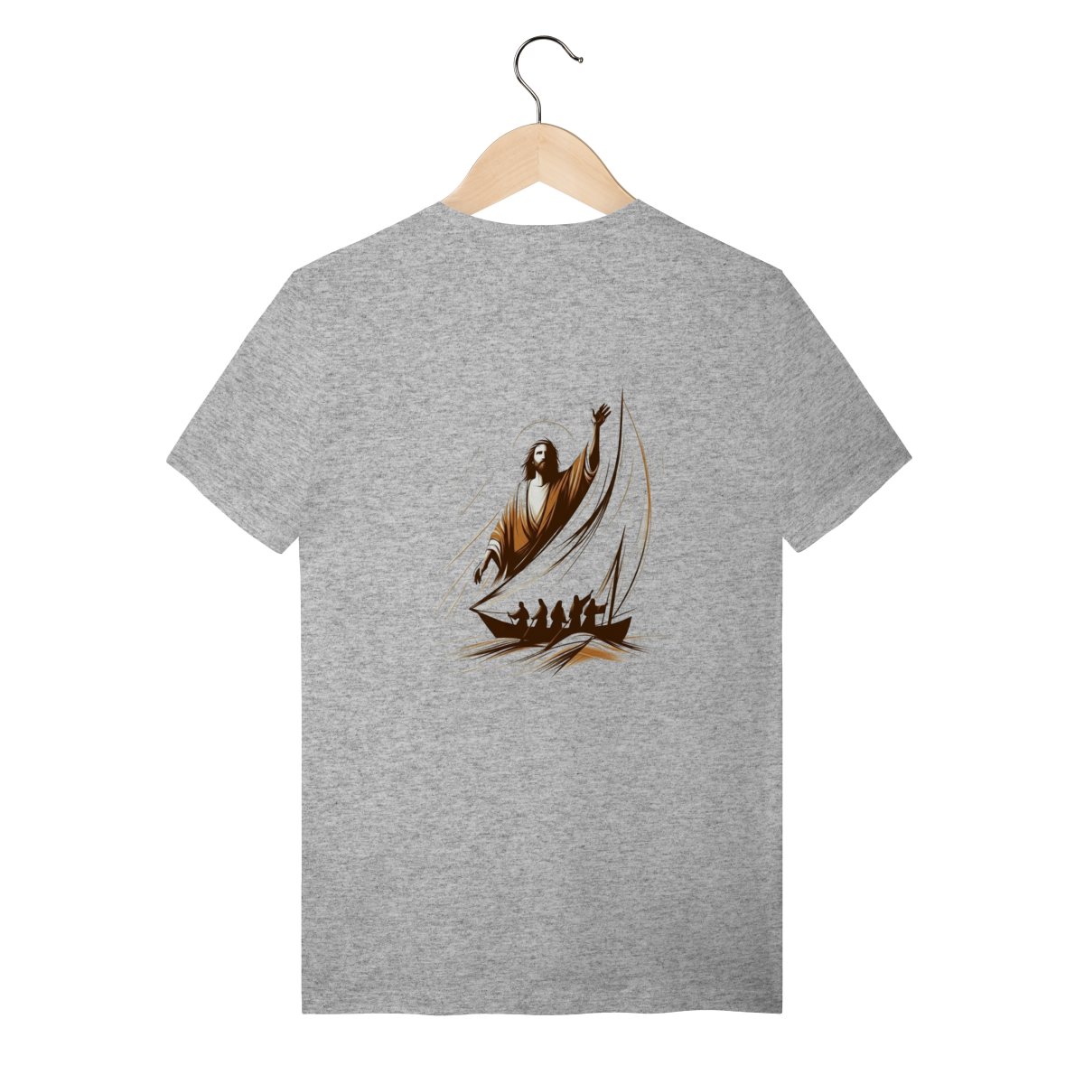 T-shirt Quality JESUS NO BARCO (Fé e Proteção) *Estampa nas Costas*