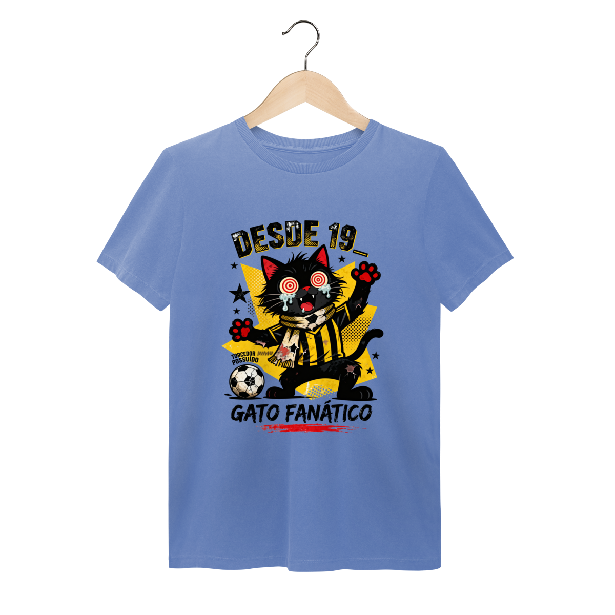 Camiseta Torcedor Possuído - Gato Fanático Futebol Retrô
