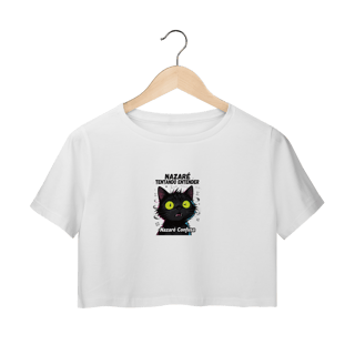 Camisa Cropped - NAZARÉ TENTANDO ENTENDER - GATO PRETO CONFUSO