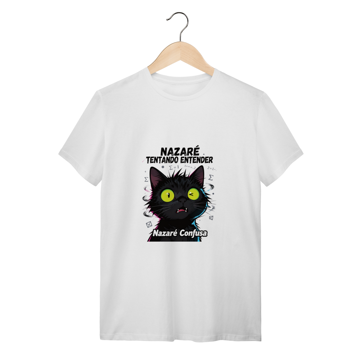 T-Shirt - NAZARÉ TENTANDO ENTENDER - GATO PRETO CONFUSO