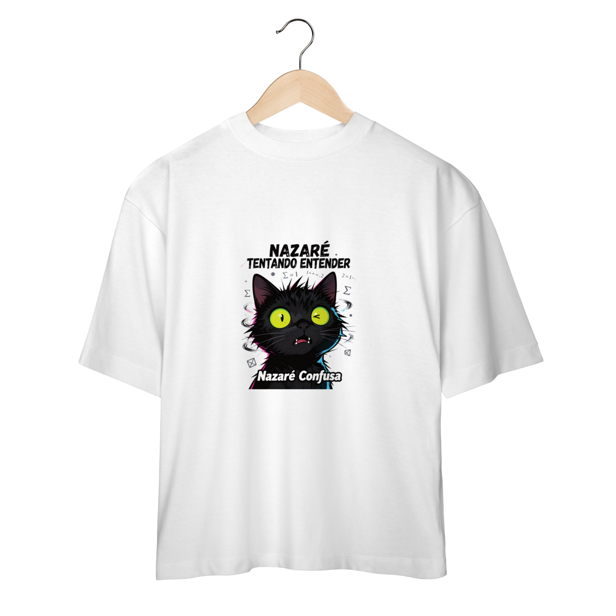 Camisa - NAZARÉ TENTANDO ENTENDER - GATO PRETO CONFUSO