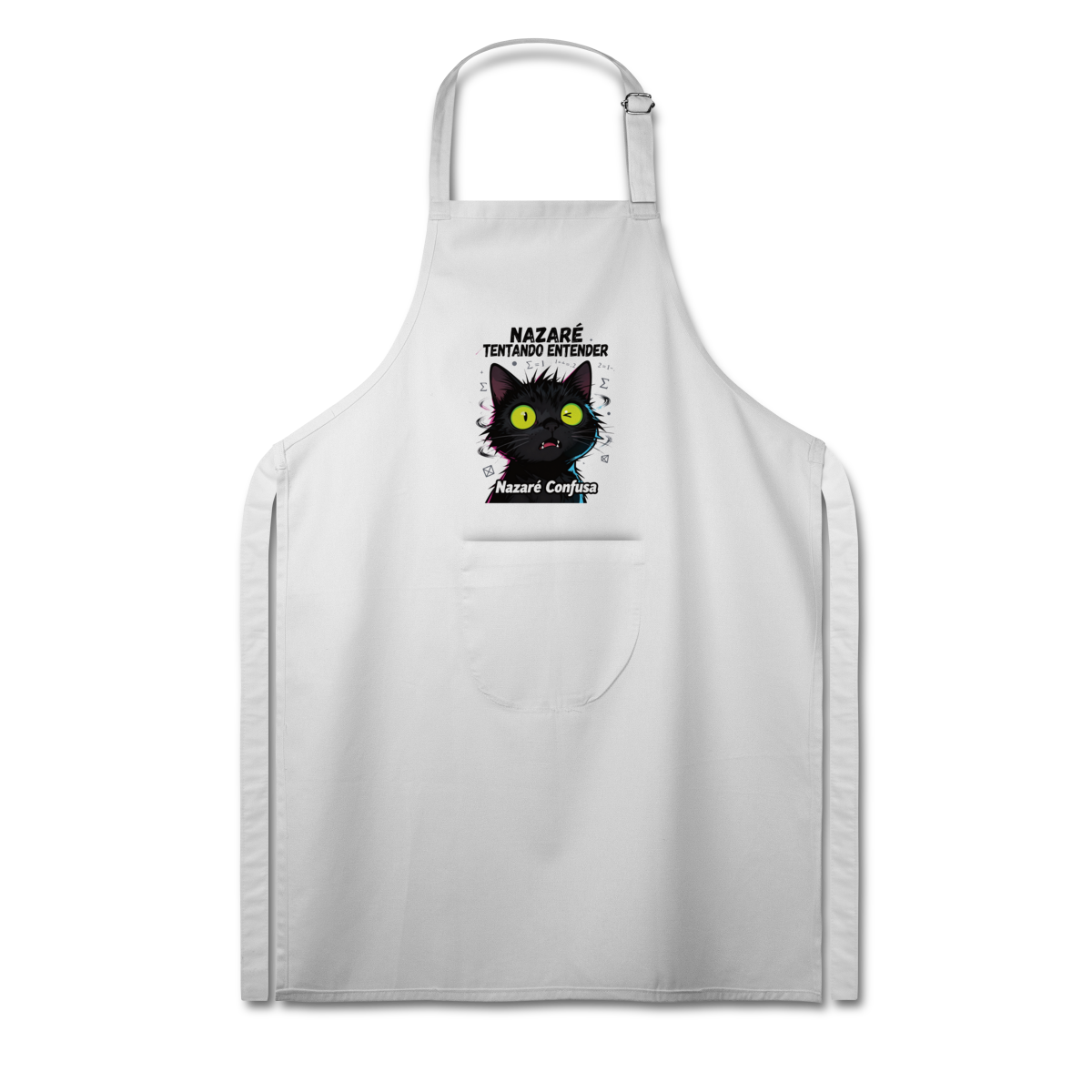 Avental Brim - NAZARÉ TENTANDO ENTENDER - GATO PRETO CONFUSO