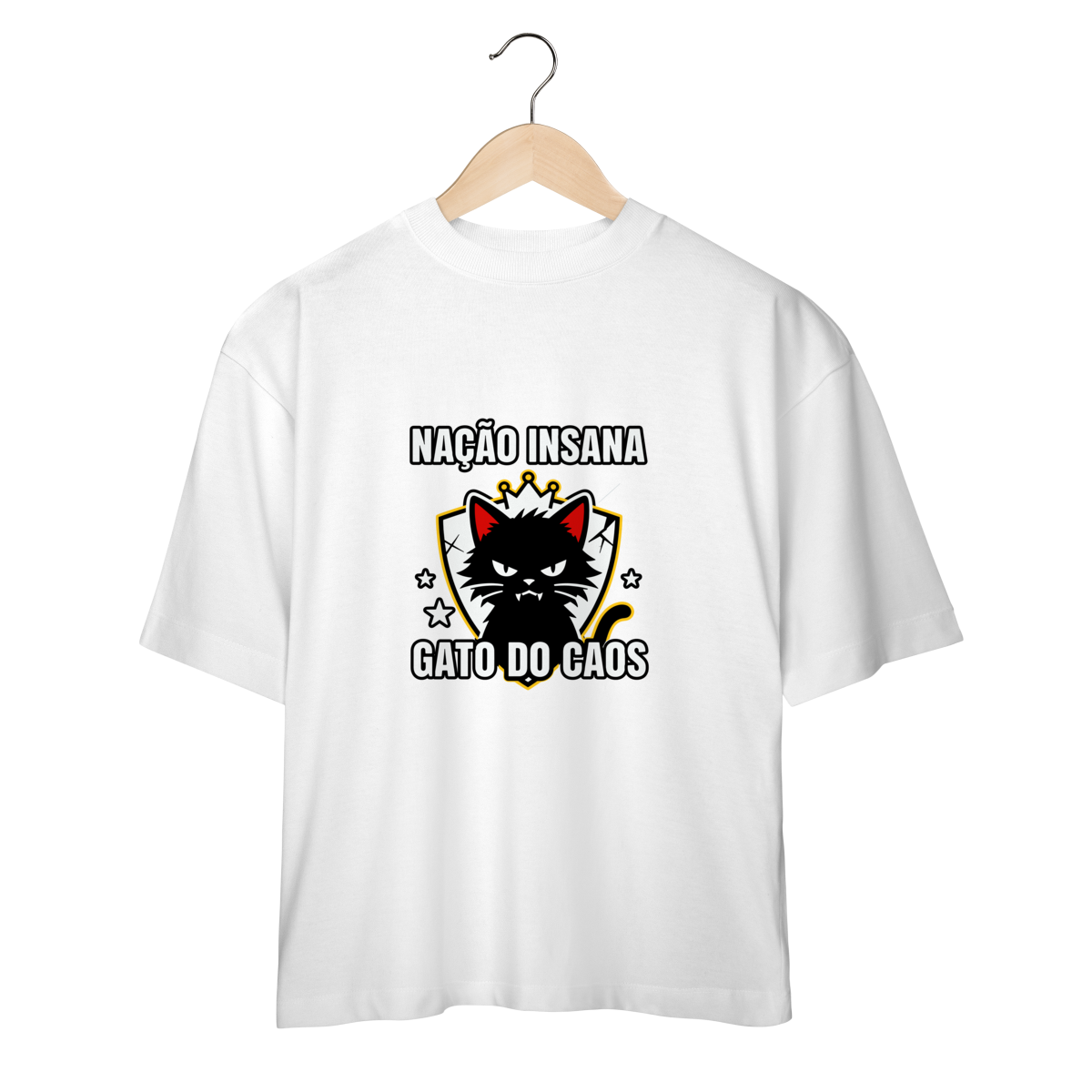 Camiseta Nação Insana Gato do Caos Meme Streetwear