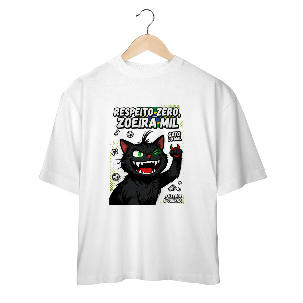 Camiseta Respeito Zero Zoeira Mil Gato do Mal Futebol