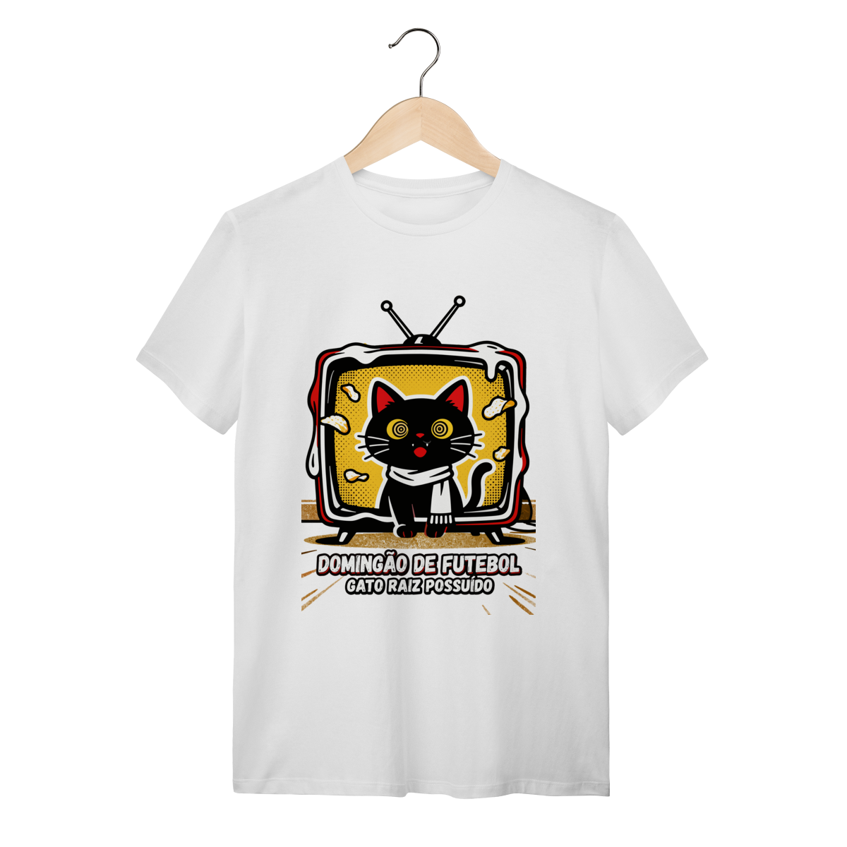 Camiseta Domingão Futebol Gato Raiz Possuído Anos 90 Nostalgia 