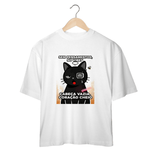 Camiseta Sem Pensamentos Só Vibes Gato Braindead Gen Z