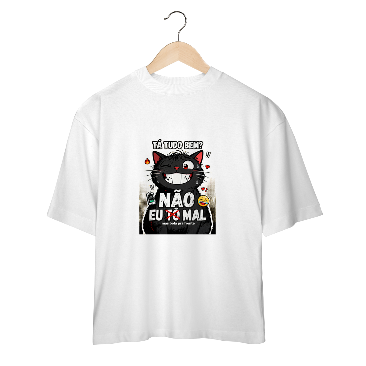 Camiseta Tá Tudo Bem Não Gato Ansioso Gen Z Mental Health