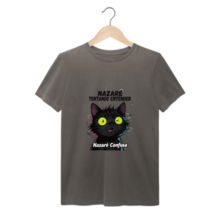 T-Shirt Estonada - NAZARÉ TENTANDO ENTENDER - GATO PRETO CONFUSO