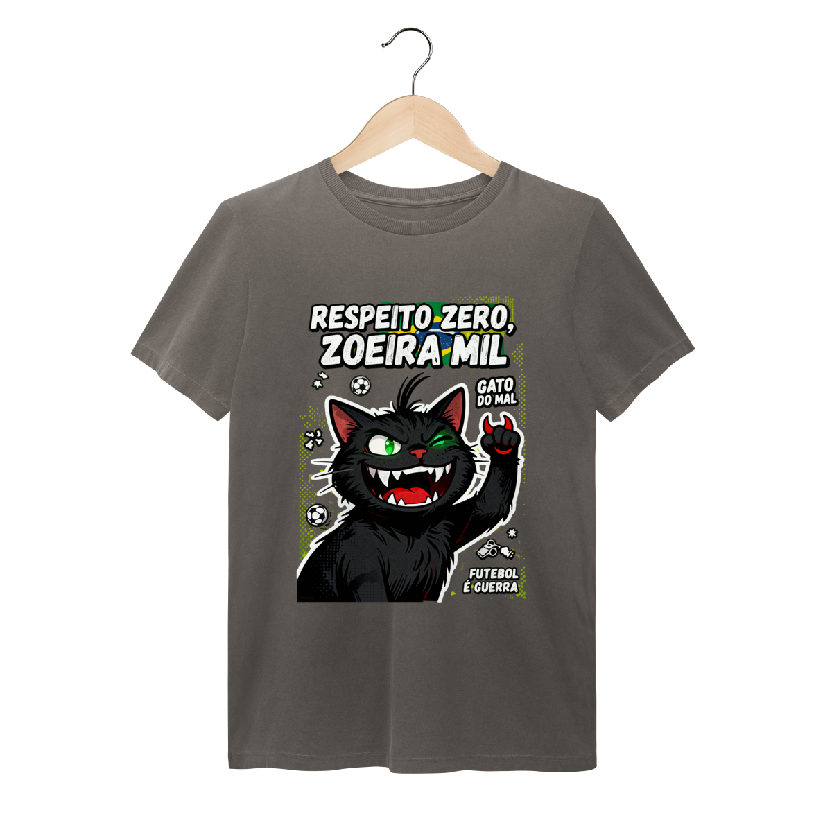 Camiseta Respeito Zero Zoeira Mil Gato do Mal Futebol