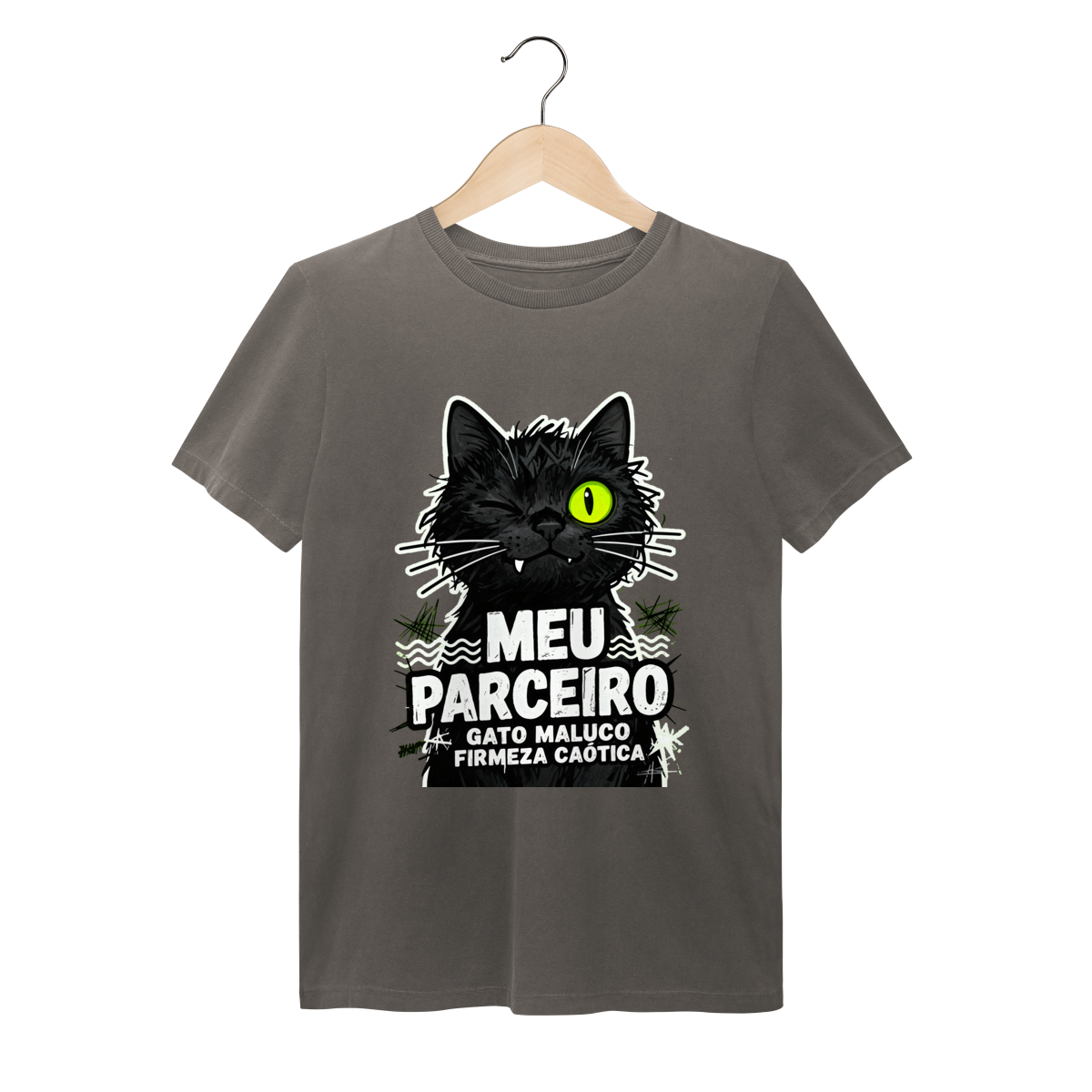 Camiseta Meu Parceiro Gato Maluco Streetwear Firmeza Caótica