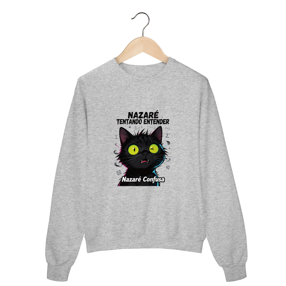 Moletom Prime - NAZARÉ TENTANDO ENTENDER - GATO PRETO CONFUSO