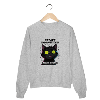 Moletom Prime - NAZARÉ TENTANDO ENTENDER - GATO PRETO CONFUSO