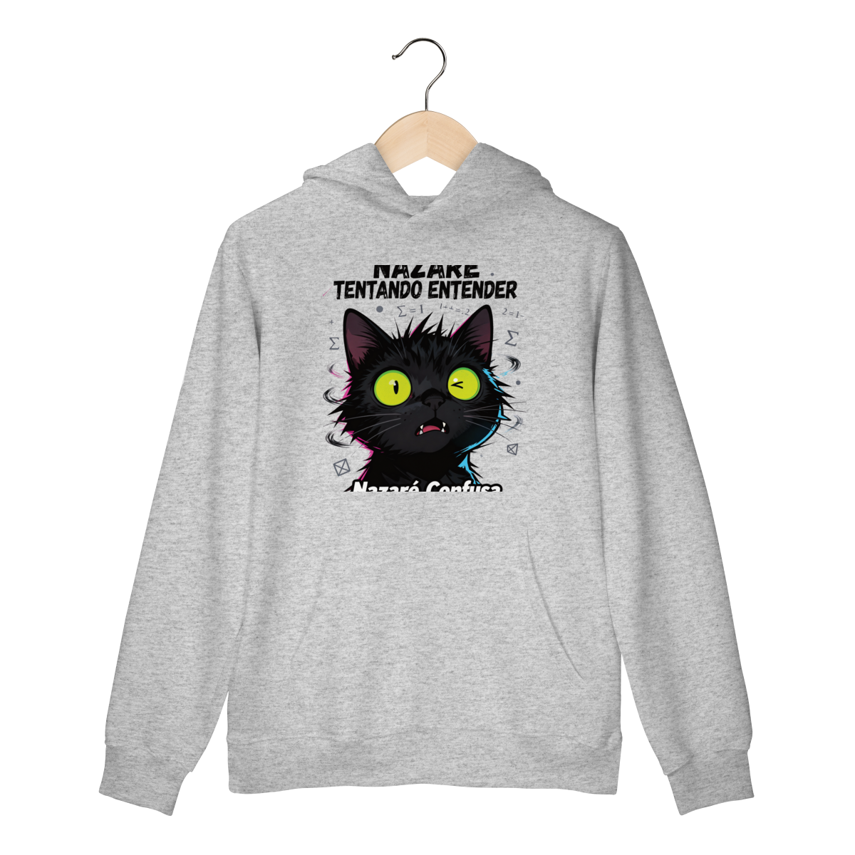 Moletom Prime Canguru - NAZARÉ TENTANDO ENTENDER - GATO PRETO CONFUSO