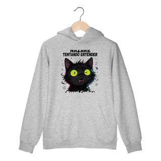 Moletom Prime Canguru - NAZARÉ TENTANDO ENTENDER - GATO PRETO CONFUSO