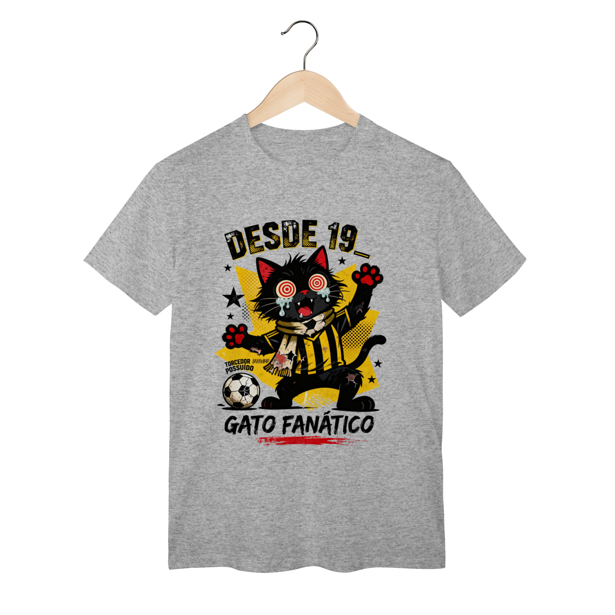 Camiseta Torcedor Possuído - Gato Fanático Futebol Retrô