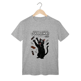 Camiseta Criado Base Guloseimas Gato Viciado Fome Nostalgia