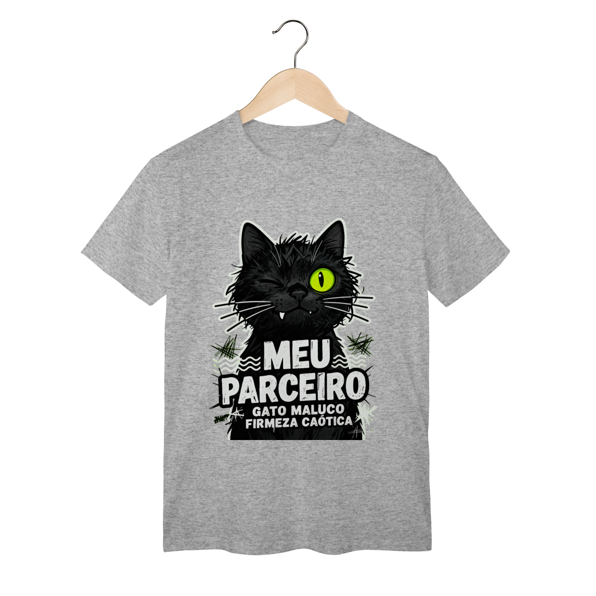 Camiseta Meu Parceiro Gato Maluco Streetwear Firmeza Caótica