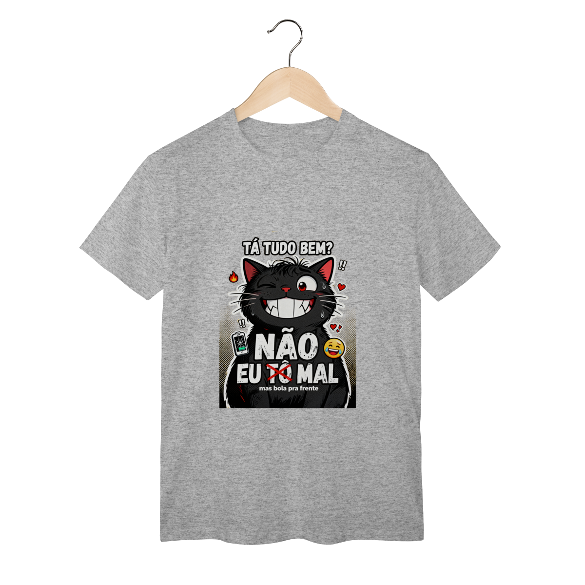 Camiseta Tá Tudo Bem Não Gato Ansioso Gen Z Mental Health