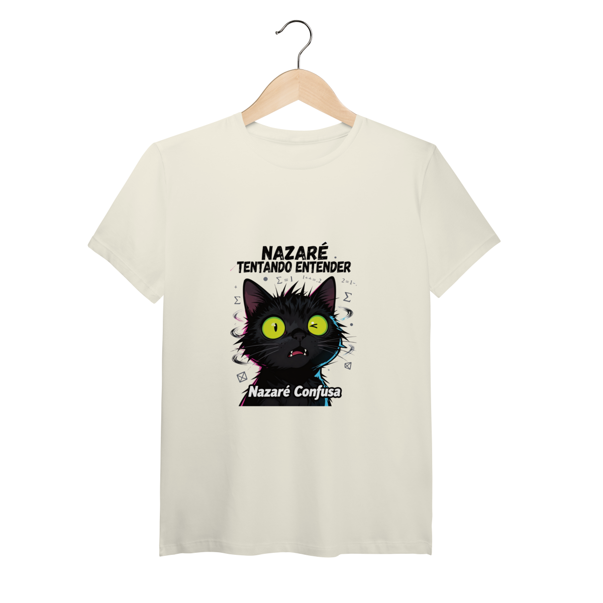 T-Shirt Pima - NAZARÉ TENTANDO ENTENDER - GATO PRETO CONFUSO